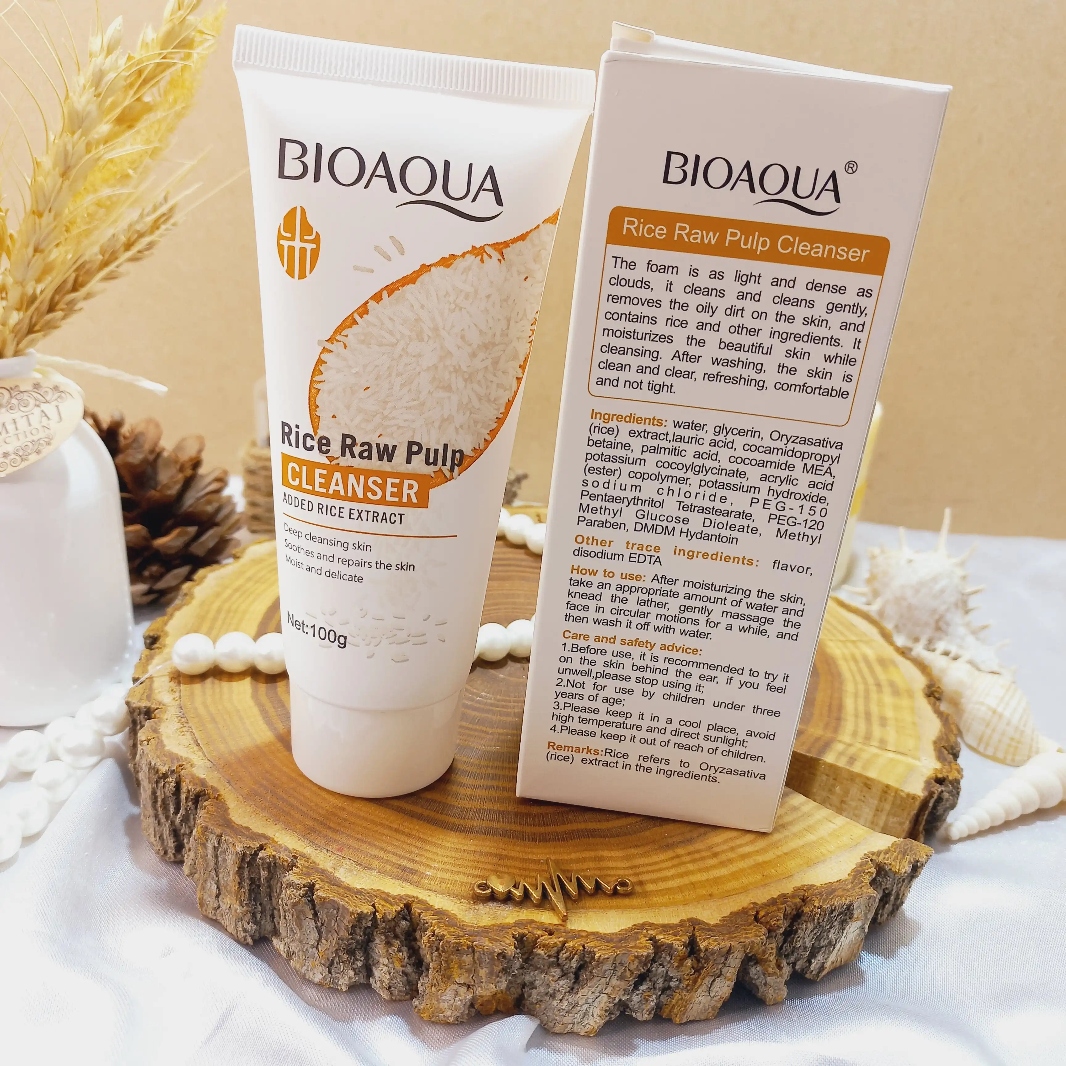 فوم شستشوی صورت مرطوب کننده عمیق خمیر برنج خام بیوآکوا BIOAQUA |