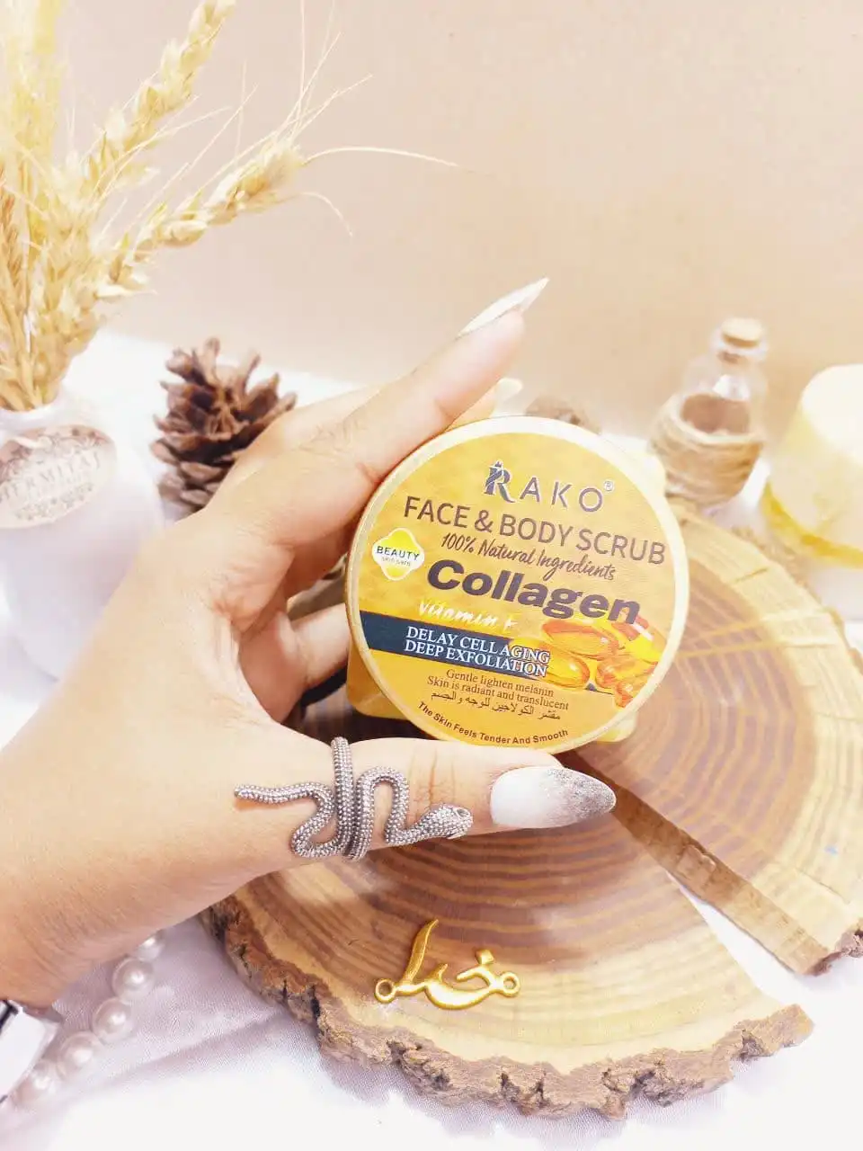 اسکراب شنی صورت و بدن رایحه کلاژن راکو RAKO اصلی کد RK1030