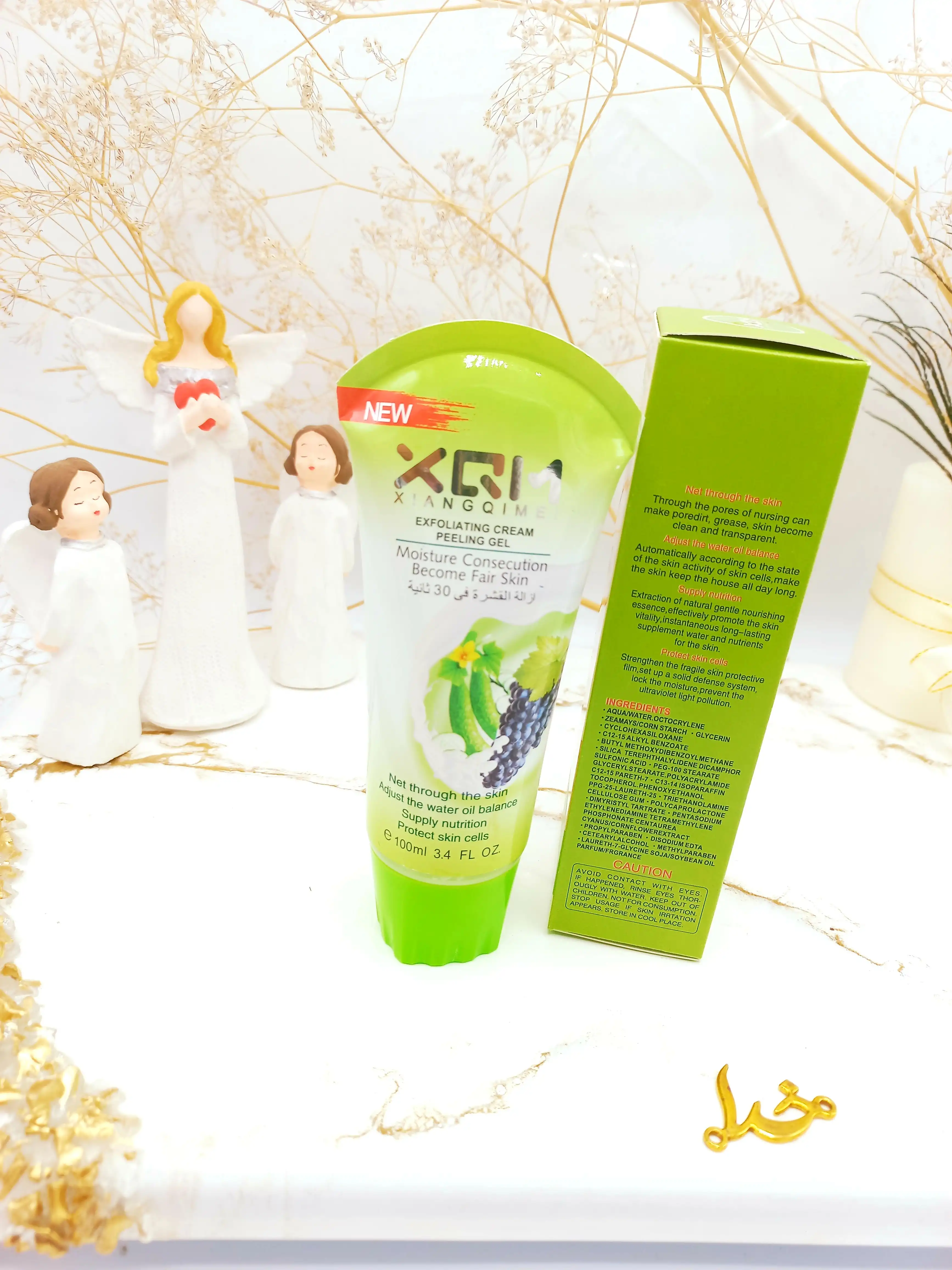  ژل اسکراب لایه بردار و روشن کننده فوری 30 ثانیه ای صورت و بدن (خیار و انگور) XQM کد 9431