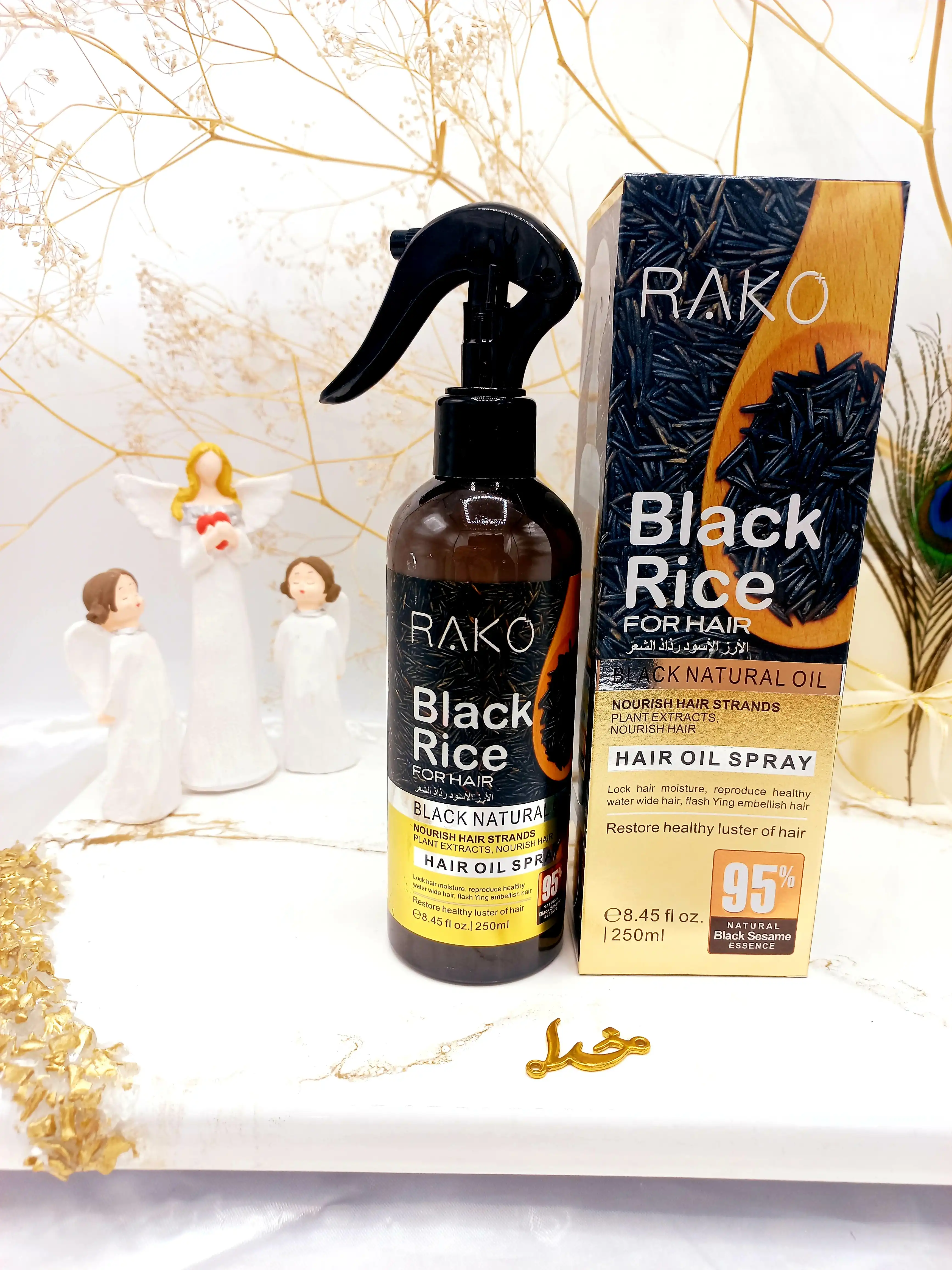 اسپری دو فاز مدل روغن برنج سیاه حجم 250 میل برند راکو RAKO اصلی کد RK1092| پخش عمده