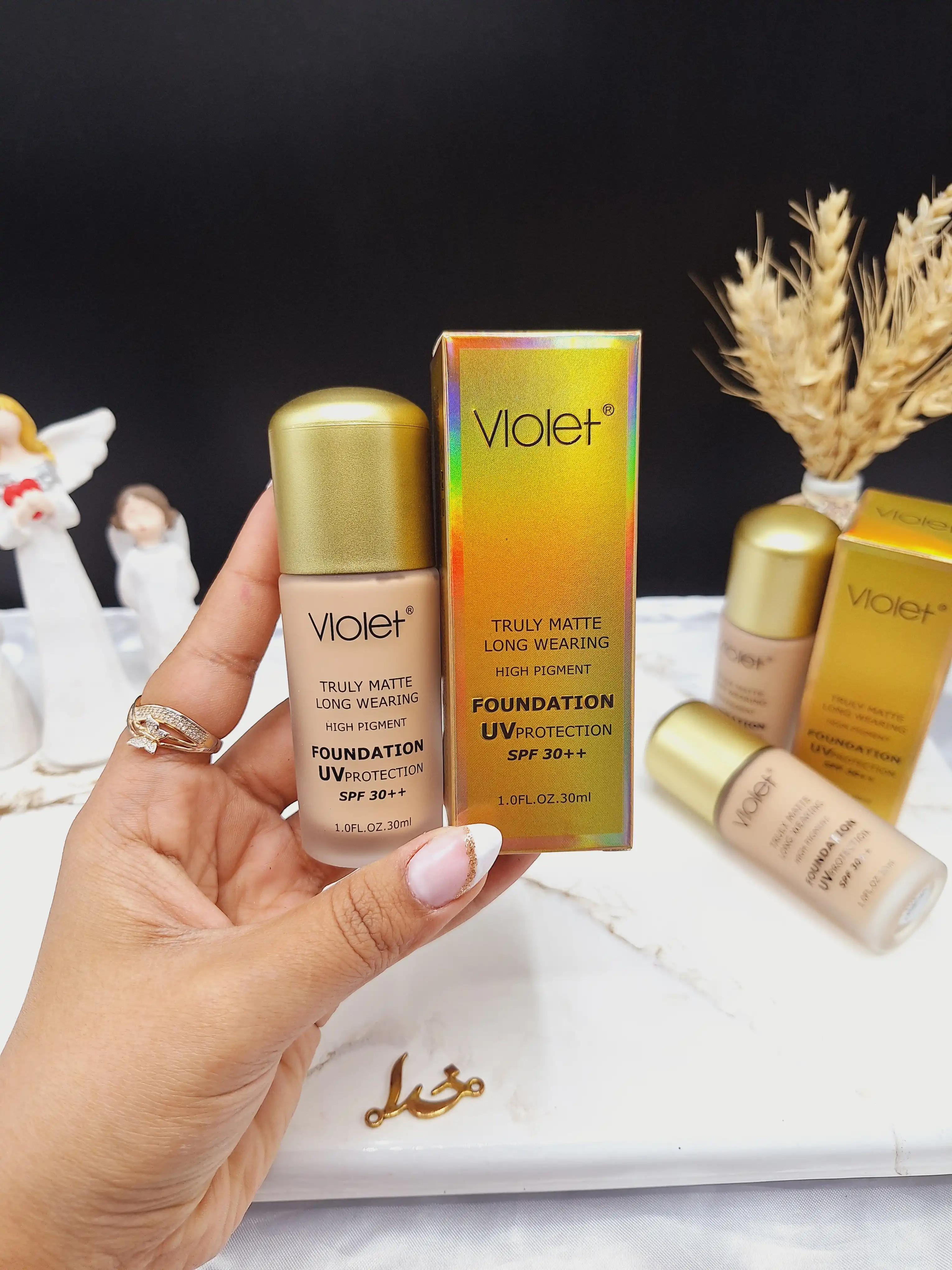 کرم پودر شیشه ای ویولت Violet دارای SPF +30 کیفیت عالی  کد 4038