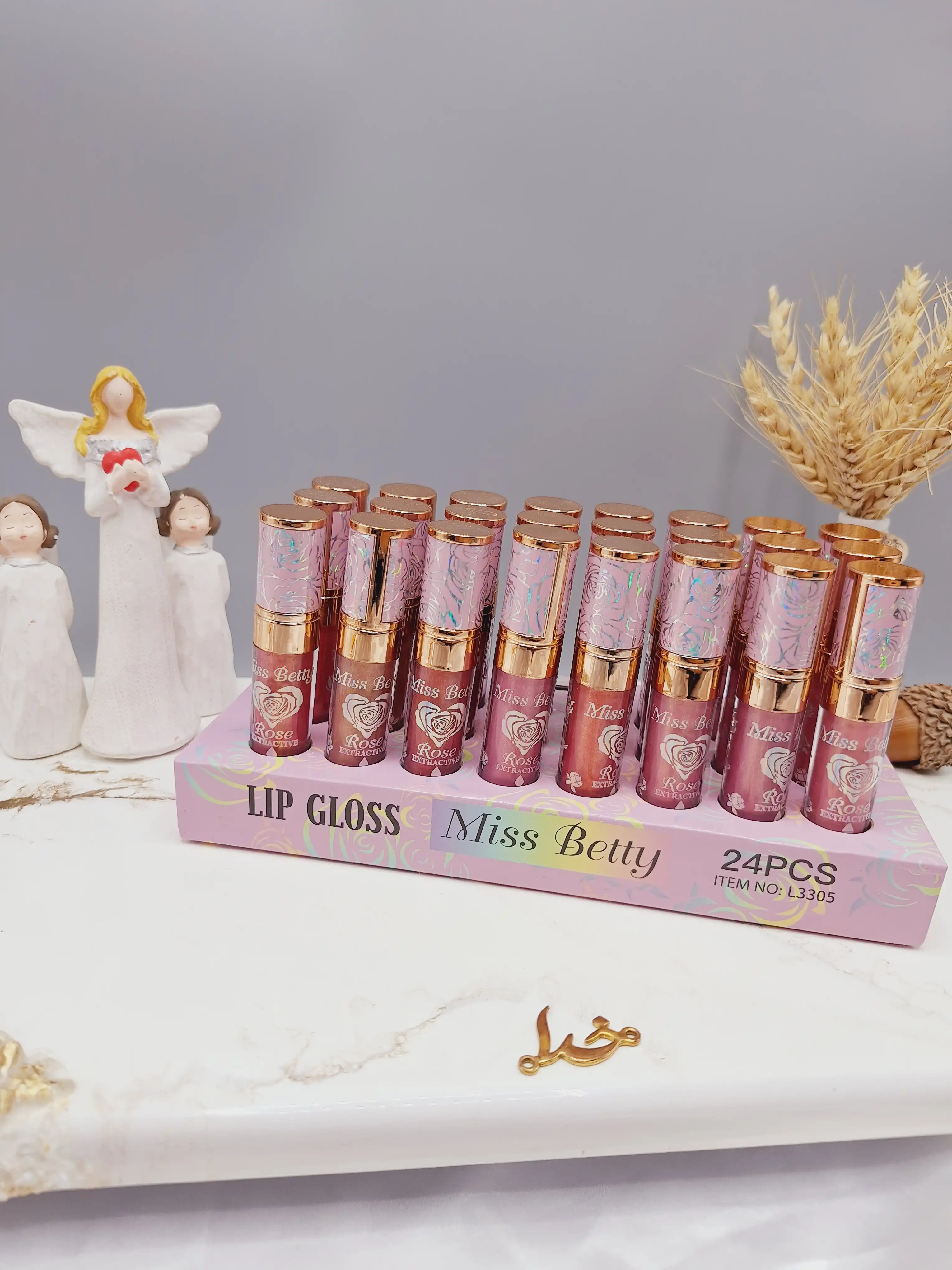 لیپ گلاس شاین دار طرح گل برند میس بتی Miss Betty کد L3305
