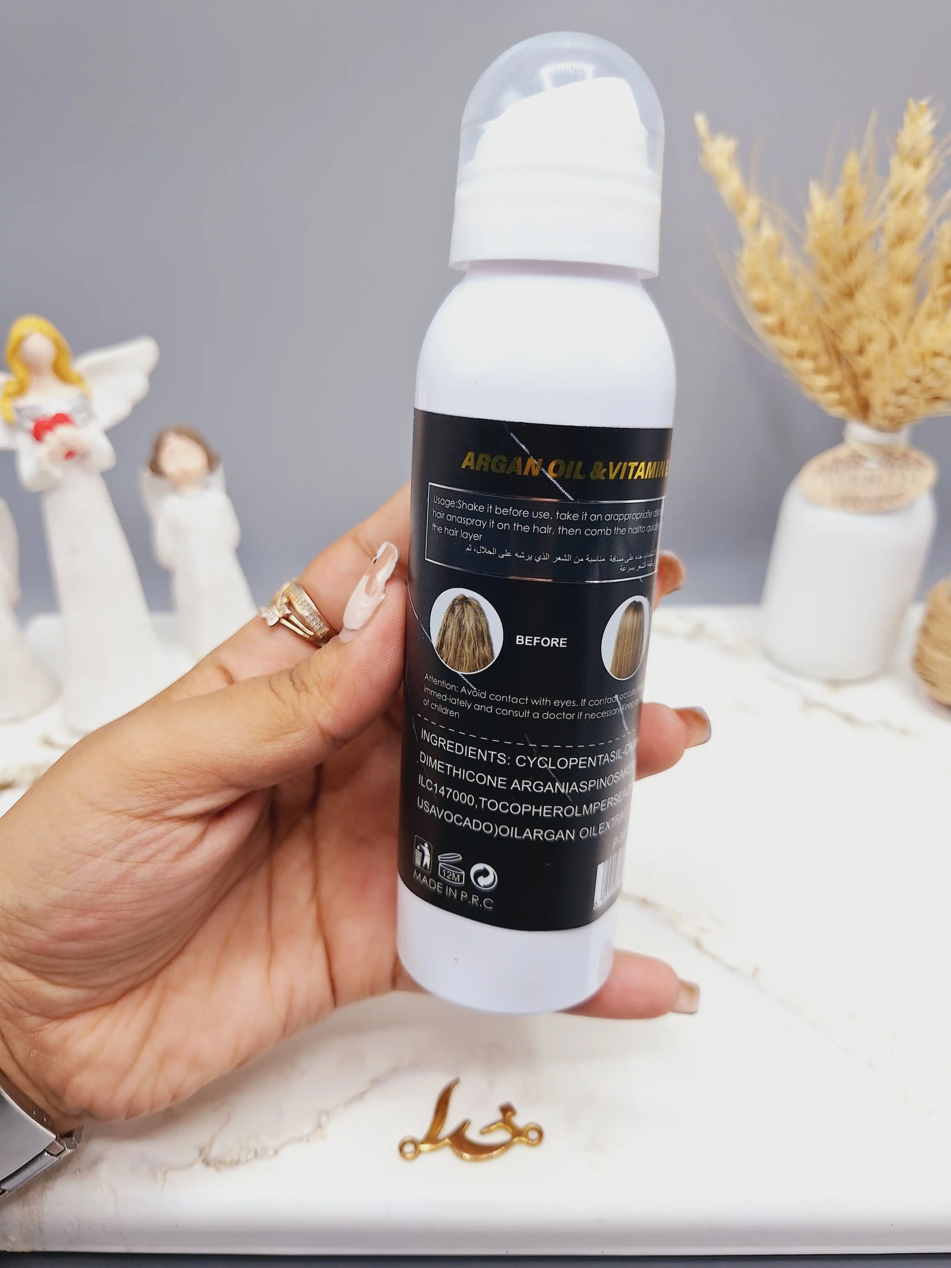 اسپری مو مغذی روغن آرگان مناسب برای درخشان کننده و صاف کنندگی مو برند Potosolo کد p-8003