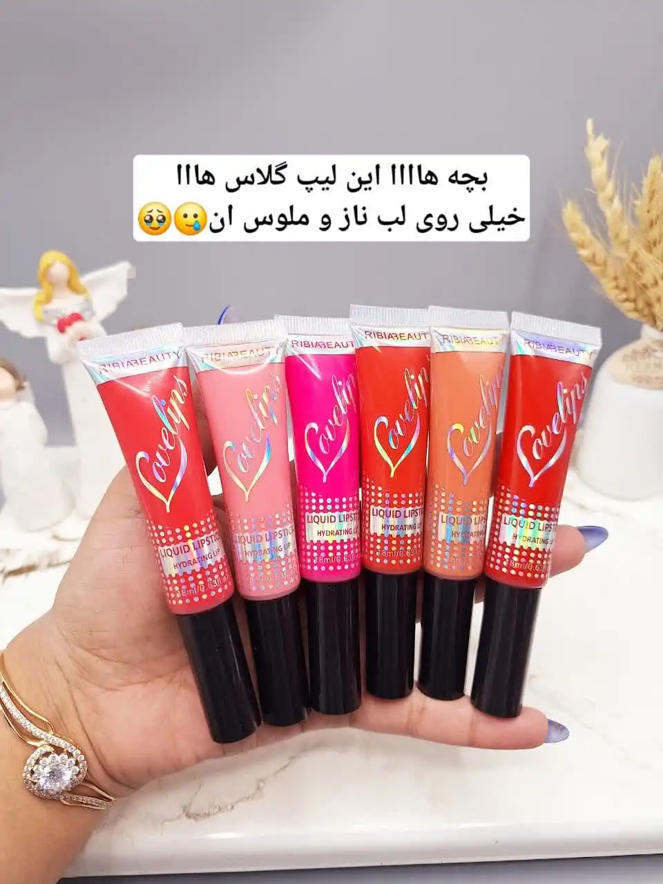 پک 6 تایی لیپ گلاس اسمارتیزی تیوپی فوق العاده زیبا برند ‏RIBIABEAUTY‏ کد RB2146