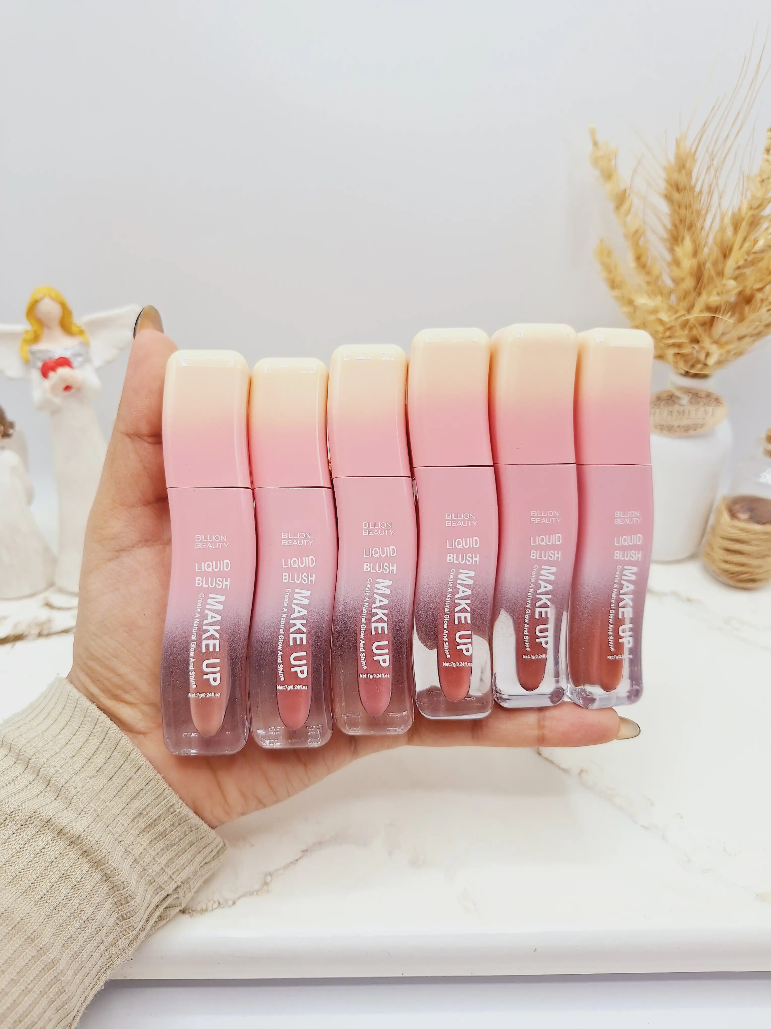پک رژ مایع 6 عددی شیشه ای منحنی برند BILLION BEAUTY  کد B70017
