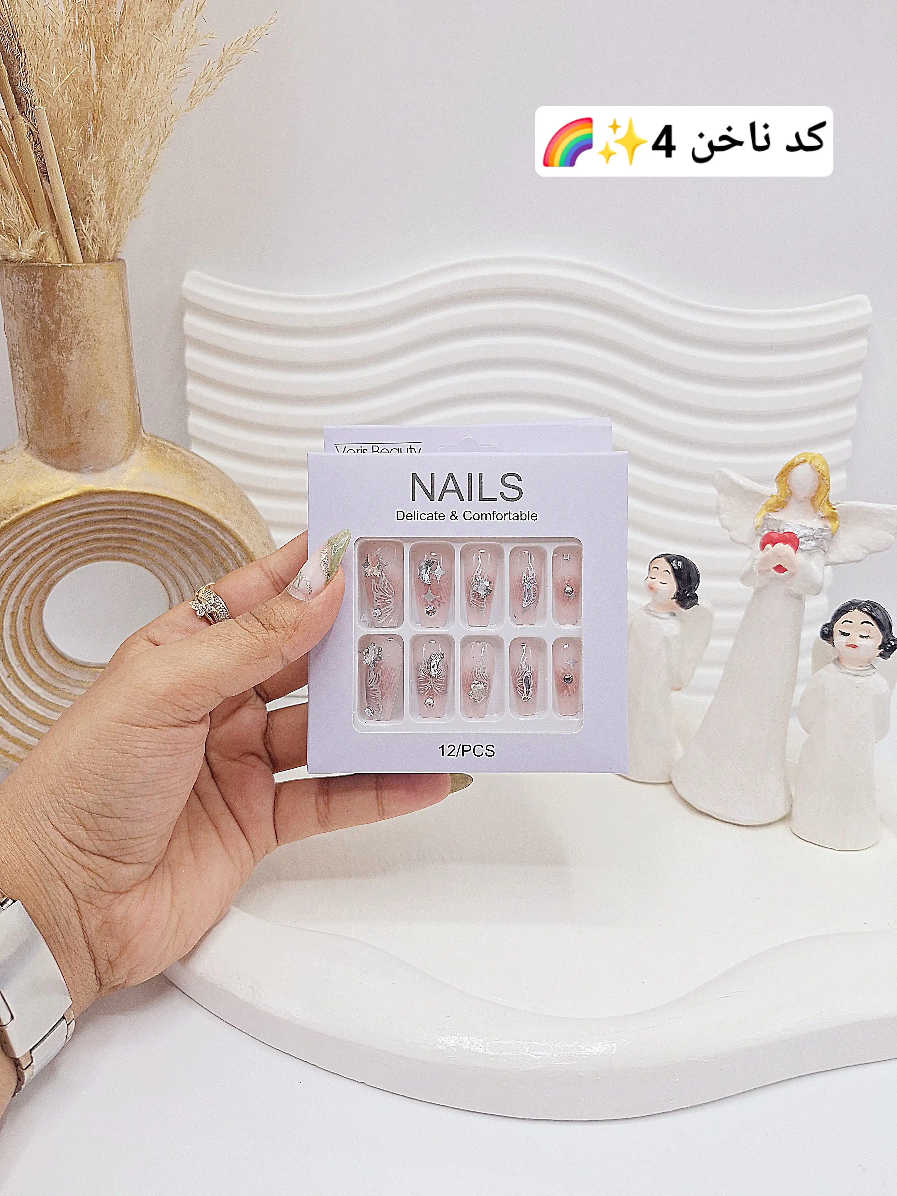 پک اختصاصی کامل ناخن مصنوعی طرح های خاص NAILS با چسپ ناخن دو طرفه (کیفیت تضمینی)
