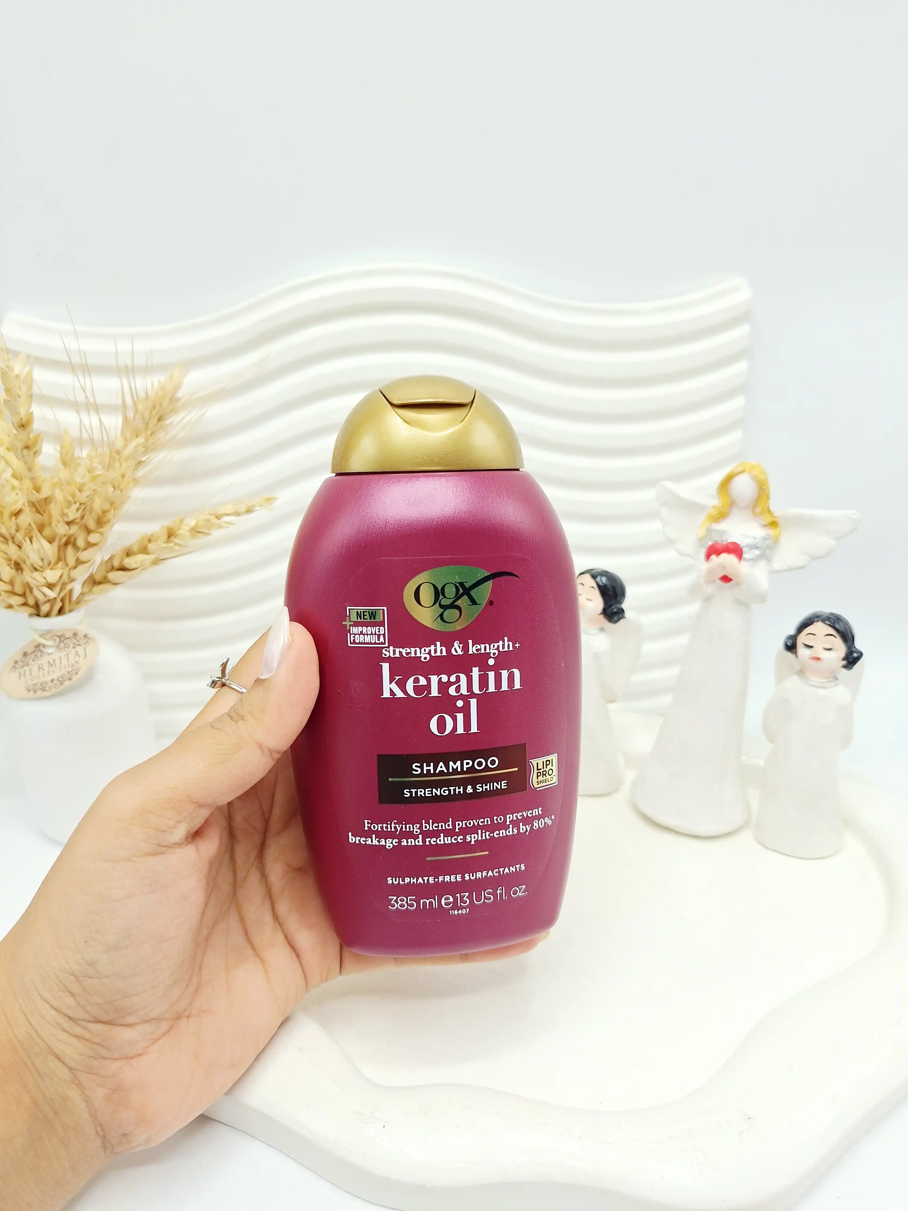 شامپو کراتینه و تقویت کننده او جی ایکس مدل Keratin Oil حجم 385 میل اورجینال 100 درصد اصل یونان