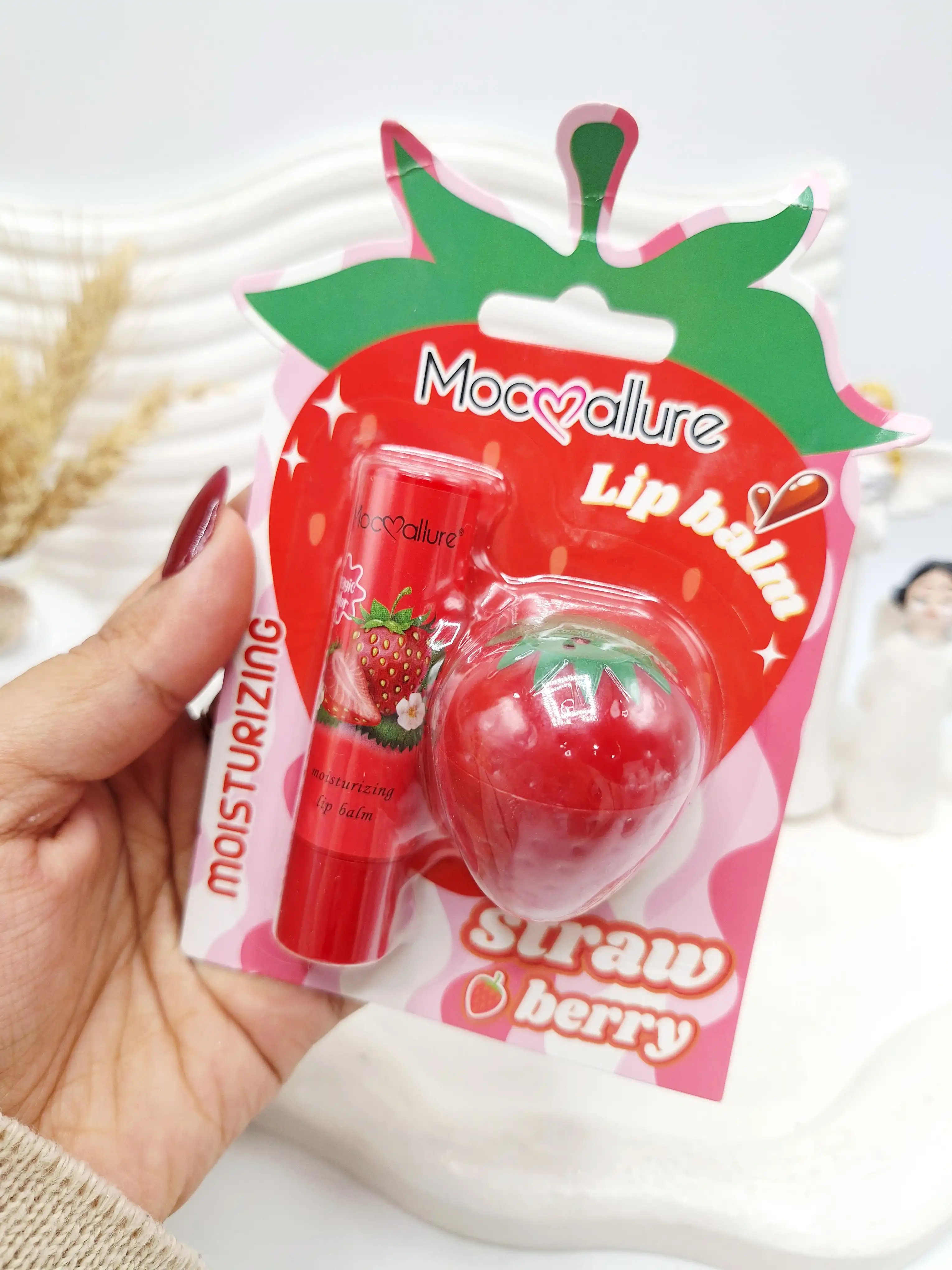 ست بالم لب و مرطوب کننده توت فرنگی برند Moccallure کد 031